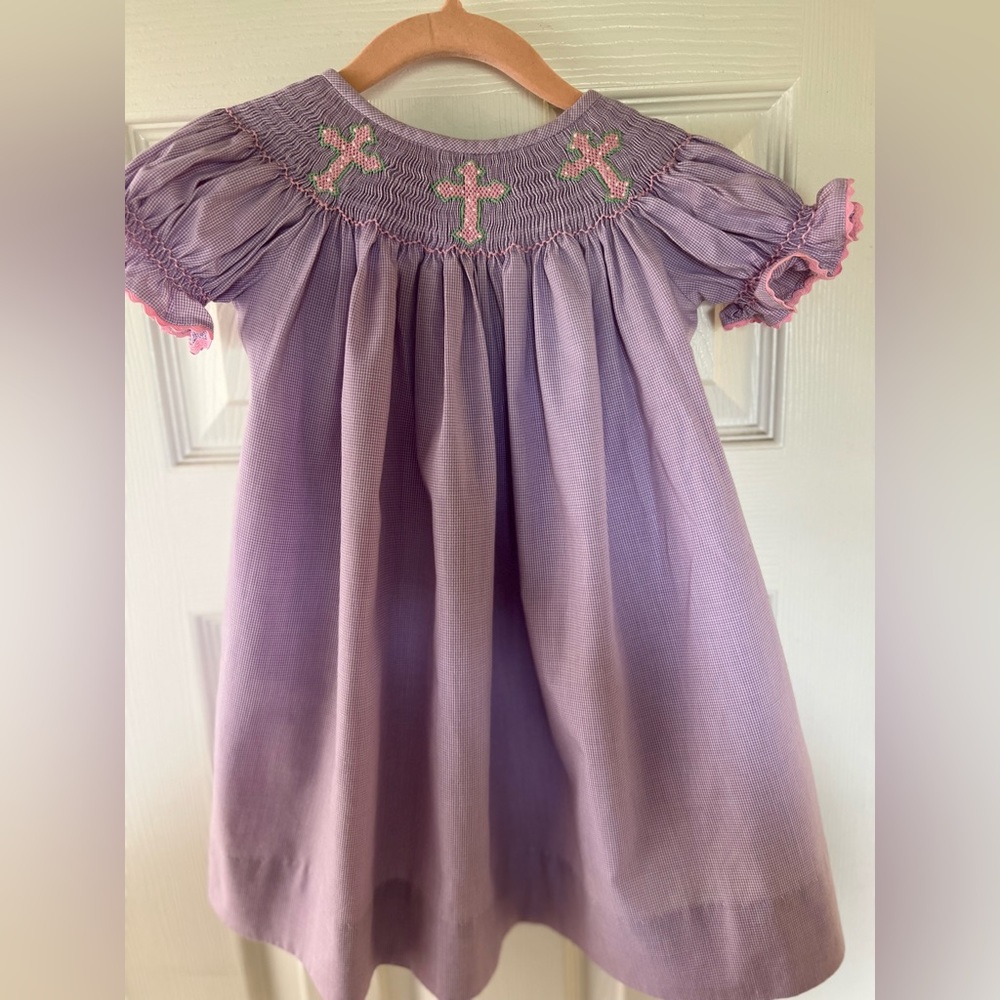 Lolly Wolly Doodle cross smocked dress 12m